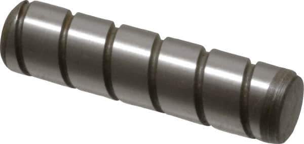 Jergens - 5/16" Diam x 1-1/4" Pin Length Alloy Steel Grooved Dowel Pin - C 47-58 & C 60-64 (Surface) Hardness, 1 Beveled & 1 Threaded End - Exact Tool & Supply