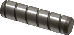 Jergens - 5/16" Diam x 1-1/4" Pin Length Alloy Steel Grooved Dowel Pin - C 47-58 & C 60-64 (Surface) Hardness, 1 Beveled & 1 Threaded End - Exact Tool & Supply