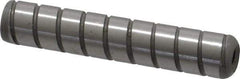 Jergens - 3/8" Diam x 2" Pin Length Alloy Steel Grooved Dowel Pin - C 47-58 & C 60-64 (Surface) Hardness, 1 Beveled & 1 Threaded End - Exact Tool & Supply