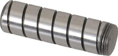 Jergens - 7/16" Diam x 1-1/2" Pin Length Alloy Steel Grooved Dowel Pin - C 47-58 & C 60-64 (Surface) Hardness, 1 Beveled & 1 Threaded End - Exact Tool & Supply