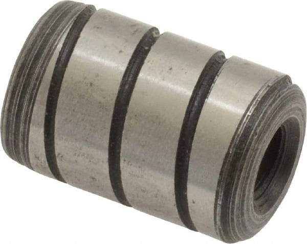 Jergens - 1/2" Diam x 3/4" Pin Length Alloy Steel Grooved Dowel Pin - C 47-58 & C 60-64 (Surface) Hardness, 1 Beveled & 1 Threaded End - Exact Tool & Supply