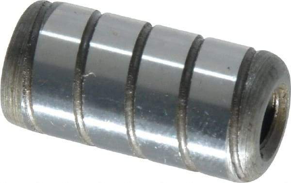 Jergens - 1/2" Diam x 1" Pin Length Alloy Steel Grooved Dowel Pin - C 47-58 & C 60-64 (Surface) Hardness, 1 Beveled & 1 Threaded End - Exact Tool & Supply