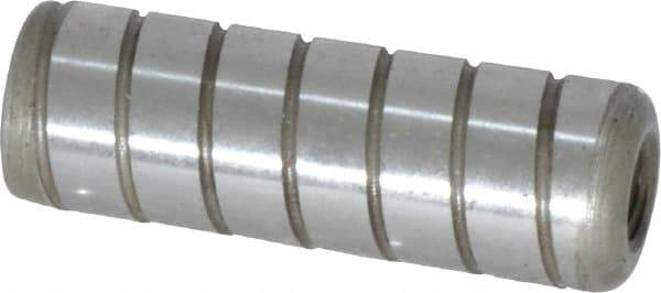 Jergens - 1/2" Diam x 1-1/2" Pin Length Alloy Steel Grooved Dowel Pin - C 47-58 & C 60-64 (Surface) Hardness, 1 Beveled & 1 Threaded End - Exact Tool & Supply