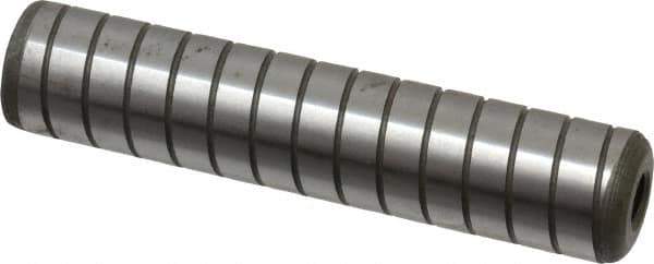 Jergens - 5/8" Diam x 3" Pin Length Alloy Steel Grooved Dowel Pin - C 47-58 & C 60-64 (Surface) Hardness, 1 Beveled & 1 Threaded End - Exact Tool & Supply