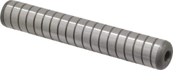 Jergens - 5/8" Diam x 4" Pin Length Alloy Steel Grooved Dowel Pin - C 47-58 & C 60-64 (Surface) Hardness, 1 Beveled & 1 Threaded End - Exact Tool & Supply