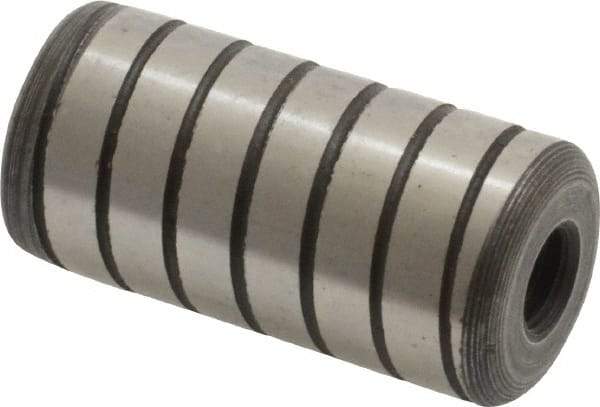 Jergens - 3/4" Diam x 1-1/2" Pin Length Alloy Steel Grooved Dowel Pin - C 47-58 & C 60-64 (Surface) Hardness, 1 Beveled & 1 Threaded End - Exact Tool & Supply