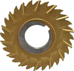 Made in USA - 3" Blade Diam x 1/8" Blade Thickness, 1" Hole, 28 Teeth, Cobalt Side Chip Saw - Staggered Tooth, Arbor Connection, Right Hand Cut, TiN, with Keyway - Exact Tool & Supply