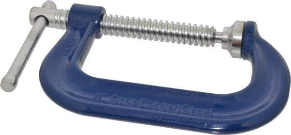 Gibraltar - Regular-Duty 4" Max Opening, 3-1/4" Throat Depth, Forged Steel Standard C-Clamp - 6,200 Lb Capacity, 0" Min Opening, Deep Throat - Exact Tool & Supply