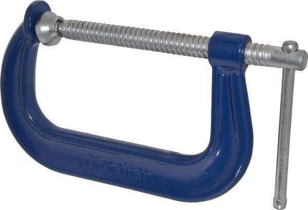 Gibraltar - Regular-Duty 6" Max Opening, 4-1/8" Throat Depth, Forged Steel Standard C-Clamp - 6,600 Lb Capacity, 0" Min Opening, Deep Throat - Exact Tool & Supply