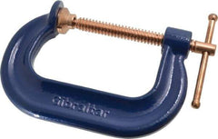 Gibraltar - Regular-Duty 3" Max Opening, 2-3/8" Throat Depth, Forged Steel Standard C-Clamp - 3,500 Lb Capacity, 0" Min Opening, Deep Throat, Copper Plated Screw - Exact Tool & Supply