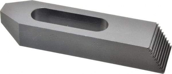 Gibraltar - 3/4" Stud, Steel, Serrated Strap Clamp - 1-15/16" Travel, 6" OAL x 1-1/2" Wide x 1" High, Black Oxide Finish, Tapered Nose - Exact Tool & Supply
