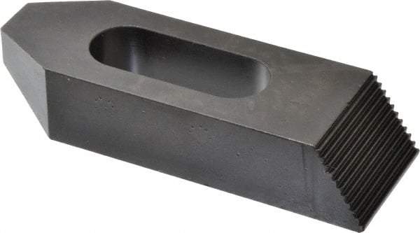 Gibraltar - 7/8, 1" Stud, Steel, Serrated Strap Clamp - 1-11/16" Travel, 6" OAL x 2" Wide x 1-1/4" High, Black Oxide Finish, Tapered Nose - Exact Tool & Supply