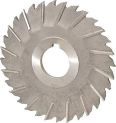 Made in USA - 4" Blade Diam x 5/32" Blade Thickness, 1" Hole, 32 Teeth, Cobalt Side Chip Saw - Staggered Tooth, Arbor Connection, Right Hand Cut, TiN, with Keyway - Exact Tool & Supply