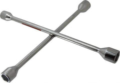 Omega Lift Equipment - 14" Long Cross Shaped Lug Nut Wrench Tire Iron - 11/16, 3/4, 13/16, 7/8" Hex - Exact Tool & Supply