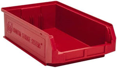 Quantum Storage - 80 Lb. Load Capacity, 19-3/4" Deep, Red Polyethylene Hopper Stacking Bin - 5-7/8" High x 12-3/8" Wide x 19-3/4" Long - Exact Tool & Supply