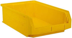 Quantum Storage - 80 Lb. Load Capacity, 19-3/4" Deep, Yellow Polyethylene Hopper Stacking Bin - 5-7/8" High x 12-3/8" Wide x 19-3/4" Long - Exact Tool & Supply