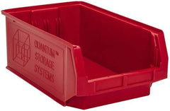 Quantum Storage - 90 Lb. Load Capacity, 19-3/4" Deep, Red Polyethylene Hopper Stacking Bin - 7-7/8" High x 12-3/8" Wide x 19-3/4" Long - Exact Tool & Supply