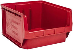 Quantum Storage - 120 Lb. Load Capacity, 19-3/4" Deep, Red Polyethylene Hopper Stacking Bin - 11-7/8" High x 18-3/8" Wide x 19-3/4" Long - Exact Tool & Supply