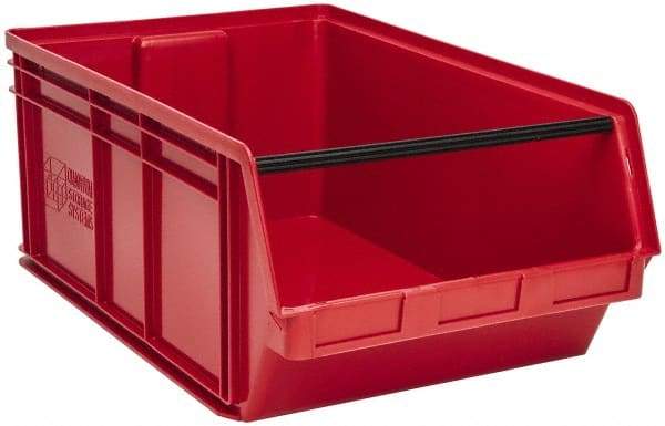 Quantum Storage - 140 Lb. Load Capacity, 29" Deep, Red Polyethylene Hopper Stacking Bin - 11-7/8" High x 18-3/8" Wide x 29" Long - Exact Tool & Supply