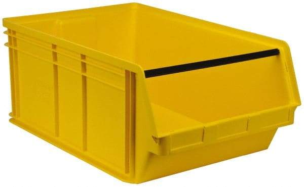 Quantum Storage - 140 Lb. Load Capacity, 29" Deep, Yellow Polyethylene Hopper Stacking Bin - 11-7/8" High x 18-3/8" Wide x 29" Long - Exact Tool & Supply
