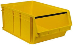 Quantum Storage - 140 Lb. Load Capacity, 29" Deep, Yellow Polyethylene Hopper Stacking Bin - 11-7/8" High x 18-3/8" Wide x 29" Long - Exact Tool & Supply