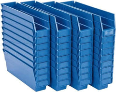 Quantum Storage - 50 Lb. Load Capacity, 11-5/8" Deep, Blue Polypropylene Hopper Shelf Bin - 4" High x 2-3/4" Wide x 11-5/8" Long - Exact Tool & Supply