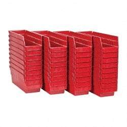 Quantum Storage - 50 Lb. Load Capacity, 11-5/8" Deep, Red Polypropylene Hopper Shelf Bin - 4" High x 4-1/8" Wide x 11-5/8" Long - Exact Tool & Supply