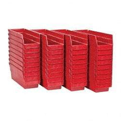 Quantum Storage - 50 Lb. Load Capacity, 11-5/8" Deep, Red Polypropylene Hopper Shelf Bin - 4" High x 4-1/8" Wide x 11-5/8" Long - Exact Tool & Supply