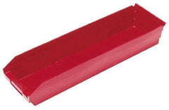 Quantum Storage - 50 Lb. Load Capacity, 23-5/8" Deep, Red Polypropylene Hopper Shelf Bin - 4" High x 6-5/8" Wide x 23-5/8" Long - Exact Tool & Supply