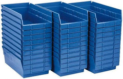 Quantum Storage - 50 Lb. Load Capacity, 11-5/8" Deep, Blue Polypropylene Hopper Shelf Bin - 4" High x 6-5/8" Wide x 11-5/8" Long - Exact Tool & Supply