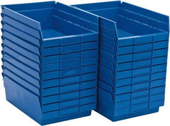 Quantum Storage - 50 Lb. Load Capacity, 11-5/8" Deep, Blue Polypropylene Hopper Shelf Bin - 4" High x 8-3/8" Wide x 11-5/8" Long - Exact Tool & Supply