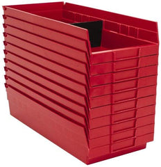 Quantum Storage - 50 Lb. Load Capacity, 17-7/8" Deep, Red Polypropylene Hopper Shelf Bin - 4" High x 8-3/8" Wide x 17-7/8" Long - Exact Tool & Supply