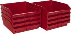 Quantum Storage - 50 Lb. Load Capacity, 11-5/8" Deep, Red Polypropylene Hopper Shelf Bin - 4" High x 11-1/8" Wide x 11-5/8" Long - Exact Tool & Supply