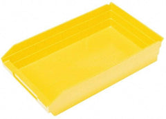 Quantum Storage - 50 Lb. Load Capacity, 23-5/8" Deep, Yellow Polypropylene Hopper Shelf Bin - 4" High x 11-1/8" Wide x 23-5/8" Long - Exact Tool & Supply