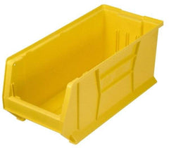 Quantum Storage - 100 Lb. Load Capacity, 23-7/8" Deep, Yellow Polypropylene Hopper Stacking Bin - 9" High x 8-1/4" Wide x 23-7/8" Long - Exact Tool & Supply