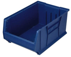 Quantum Storage - 100 Lb. Load Capacity, 23-7/8" Deep, Blue Polypropylene Hopper Stacking Bin - 7" High x 11" Wide x 23-7/8" Long - Exact Tool & Supply