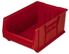 Quantum Storage - 100 Lb. Load Capacity, 23-7/8" Deep, Red Polypropylene Hopper Stacking Bin - 7" High x 11" Wide x 23-7/8" Long - Exact Tool & Supply