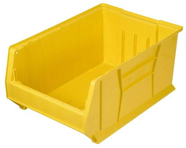 Quantum Storage - 100 Lb. Load Capacity, 23-7/8" Deep, Yellow Polypropylene Hopper Stacking Bin - 7" High x 11" Wide x 23-7/8" Long - Exact Tool & Supply