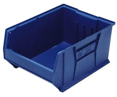 Quantum Storage - 100 Lb. Load Capacity, 23-7/8" Deep, Blue Polypropylene Hopper Stacking Bin - 12" High x 18-1/4" Wide x 23-7/8" Long - Exact Tool & Supply