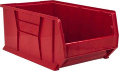 Quantum Storage - 100 Lb. Load Capacity, 23-7/8" Deep, Red Polypropylene Hopper Stacking Bin - 11" High x 16-1/2" Wide x 23-7/8" Long - Exact Tool & Supply