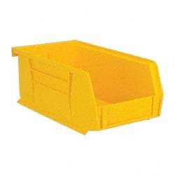 Quantum Storage - 10 Lb. Load Capacity, 7-3/8" Deep, Yellow Polypropylene Hopper Stacking Bin - 3" High x 4-1/8" Wide x 7-3/8" Long - Exact Tool & Supply