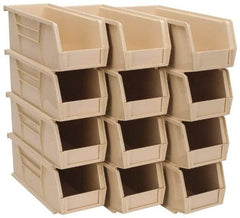 Quantum Storage - 30 Lb. Load Capacity, 10-7/8" Deep, Ivory Polypropylene Hopper Stacking Bin - 4" High x 4-1/8" Wide x 10-7/8" Long - Exact Tool & Supply