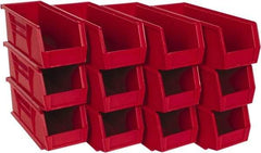 Quantum Storage - 30 Lb. Load Capacity, 10-7/8" Deep, Red Polypropylene Hopper Stacking Bin - 4" High x 4-1/8" Wide x 10-7/8" Long - Exact Tool & Supply
