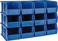 Quantum Storage - 30 Lb. Load Capacity, 10-7/8" Deep, Blue Polypropylene Hopper Stacking Bin - 5" High x 5-1/2" Wide x 10-7/8" Long - Exact Tool & Supply