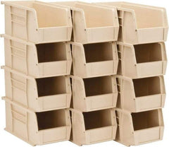 Quantum Storage - 30 Lb. Load Capacity, 10-7/8" Deep, Ivory Polypropylene Hopper Stacking Bin - 5" High x 5-1/2" Wide x 10-7/8" Long - Exact Tool & Supply