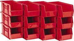 Quantum Storage - 30 Lb. Load Capacity, 10-7/8" Deep, Red Polypropylene Hopper Stacking Bin - 5" High x 5-1/2" Wide x 10-7/8" Long - Exact Tool & Supply