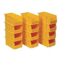 Quantum Storage - 30 Lb. Load Capacity, 10-7/8" Deep, Yellow Polypropylene Hopper Stacking Bin - 5" High x 5-1/2" Wide x 10-7/8" Long - Exact Tool & Supply