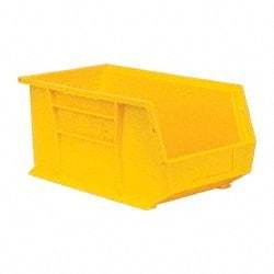 Quantum Storage - 60 Lb. Load Capacity, 14-3/4" Deep, Yellow Polypropylene Hopper Stacking Bin - 7" High x 8-1/4" Wide x 14-3/4" Long - Exact Tool & Supply