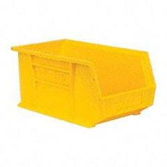 Quantum Storage - 60 Lb. Load Capacity, 14-3/4" Deep, Yellow Polypropylene Hopper Stacking Bin - 7" High x 8-1/4" Wide x 14-3/4" Long - Exact Tool & Supply