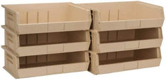 Quantum Storage - 60 Lb. Load Capacity, 10-7/8" Deep, Ivory Polypropylene Hopper Stacking Bin - 5" High x 16-1/2" Wide x 10-7/8" Long - Exact Tool & Supply